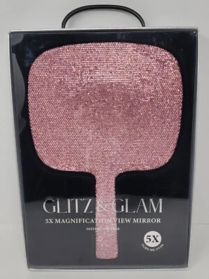 Espejo retrovisor rosa brillo y glamour 5x aumento Bling viral TikTok nuevo Foto 1 de 4