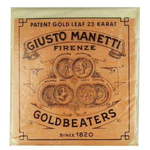 23 Karat Gold Leaf Giusto Manetti Firenze Gold Beaters 25 Leaves 3 3/8" x 3 3/8" Cover