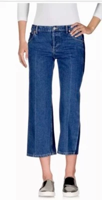 Balenciaga Jean Blue Denim Capri Tuxedo Stripe Button Fly Nwt $490 - Image 1 of 4