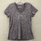 Under Armour Womens Shirt Small Purple Heat Gear Loose Athletic Tee V Neck Gym