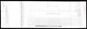 Gloucestershire Banking Company, Gloucester, 186[7], cheque sin usar con cuenta... - Imagen 1 de 1