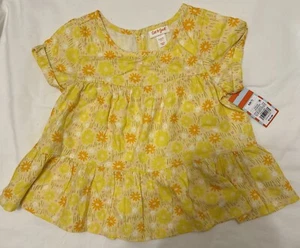 NWT Cat & Jack Girls Size S 6/7 Short Sleeve Top Yellow W/daisies - Picture 1 of 3