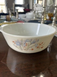 Vintage Pyrex England Blue Iris Runde 8" Kasserolle Backform mit Griffen - Bild 1 von 6