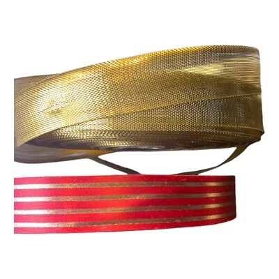 Ribbon Sheer Gold & Red Striped Ribbon Spool - 50 to 100 Yards  Crafting & Decor - Image 1 of 3