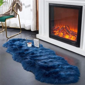 2X6 Ft Ultra Luxurious Fluffy Sheepskin Area Rug Soft&Thick Faux Fur Rug Nonslip - Picture 1 of 6
