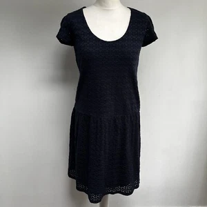 The White Company Dress Size 10 Navy Blue Broderie Anglaise Lined New RRP £135 - Picture 1 of 9