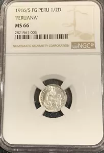 Rare in this great MS 66 ! Up for bid a 1916/5 FC Peru 1/2 D Feruana error coin - Picture 1 of 5