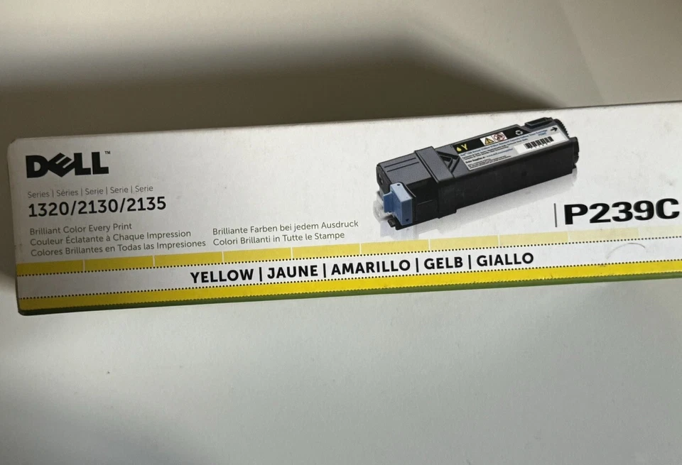 DELL GENUINE P239C Yellow Toner Cartridge 1320 2130 2135 - P/N: 0P239C - image 1 of 1