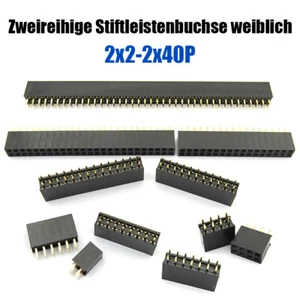 2,54mm Abstand 2x2 - 2x40 P Pin Zweireihig Gerader Stecker Buchse Stiftleiste - Picture 1 of 29