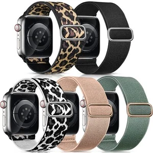 5 Pack Stretchy Nylon Bands Compatible with Apple Watch Band 38mm 40mm 41mm - Picture 1 of 9