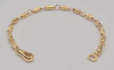 18K Yellow White Gold Polished Brushed Fancy Link Chain Bracelet 7.5 Inches DB6 - Image 1 of 4