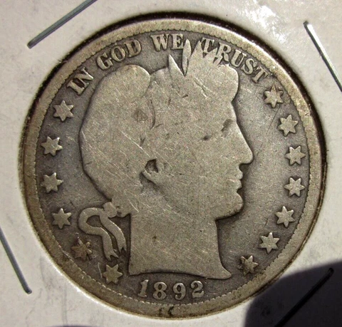 1892-O BARBER HALF DOLLAR 50C NEW ORLEANS MINT RARE KEY DATE COLLECTOR COIN Cover
