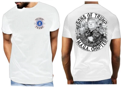 СЫНОВЬЯ ТРАМПА - MAGA ГЛАВА - спереди / сзади - президент Трамп ралли рубашка - Изображение 1 из 4