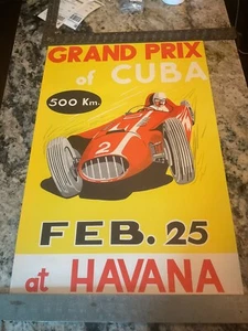 PÓSTER ORIGINAL VINTAGE DEL GRAN PREMIO CARRERA DE CUBA EN HABANA - Imagen 1 de 6