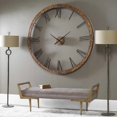 FARMHOUSE 60" HAMMERED COPPER SHEETING ROUND WALL CLOCK  RESTORATION STYLE - Image 1 of 4