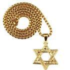 Stainless Steel Silver Star Of David Pendant 24" Round Box Necklace Chain Men's