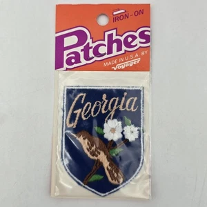 Vintage Voyager Souvenir Patch Georgia Brown Thrasher Cherokee Rose bestickt  - Bild 1 von 9