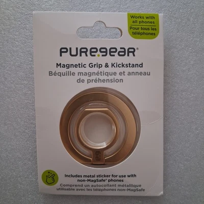 Empuñadura magnética PureGear y soporte para dispositivos móviles - dorado Foto 1 de 4