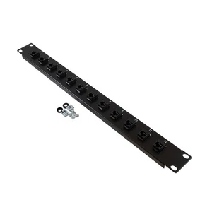 NavePoint 1U (1.75") 19 Inch Panel with 12 Right Angle Cat5e Couplers - Picture 1 of 3