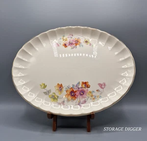 Vintage W.S. George Pottery Floral Bolero Mayfair Oval Fluted Platter 12" - Picture 1 of 12