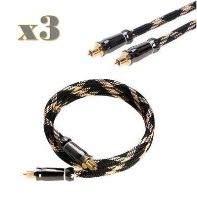 3-Pack- 1.5FT Premium Toslink Digital Optical Audio Cable SPDIF Fiber Optic Cord - Image 1 of 4