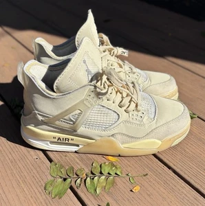Nike Air Jordan 4 Retro OFF WHITE Sail CV9388-100 Size 8.5 Sneakers  Shoes - Picture 1 of 9