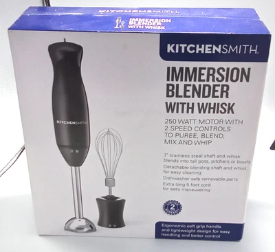 NEW Kitchen Smith Immersion Blender With Whisk Black PUREE BLEND MIX & WHIP - Image 1 of 4