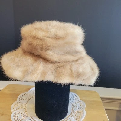 Винтажная женская норковая шапка-ведро Macy's сделано в США - Изображение 1 из 4