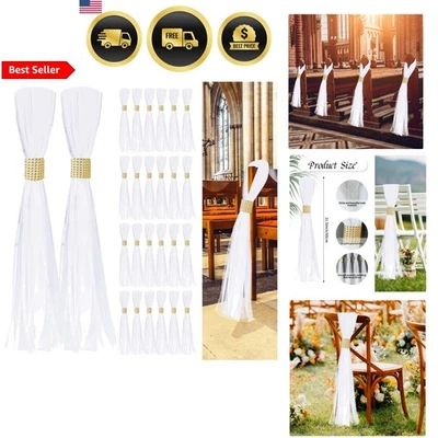 Arco de boda decoración de pasillo de tul 26 piezas envoltura de diamantes de imitación de oro blanco Foto 1 de 4