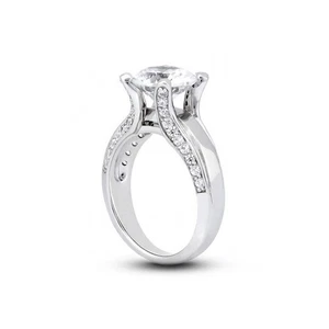 3 3/4ct H SI1 Round Natural Certified Diamonds 950 Plat. Classic Engagement Ring - Picture 1 of 3