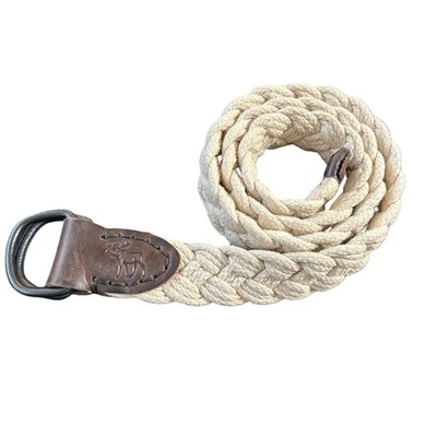 Abercrombie & Fitch Unisex Belt Braided Rope Brown Leather Vtg Y2K Preppy - Image 1 of 4