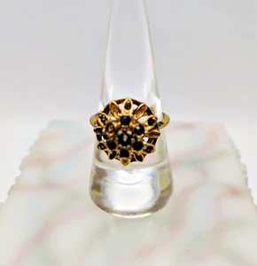 Vintage 18K Gold Saphir Ring Größe 8 Blütenform MÄNGEL LESEN - Bild 1 von 10