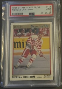 1991-92 O-Pee-Chee (OPC) Premier - NICKLAS LIDSTROM - RC ROOKIE #117 - PSA 9