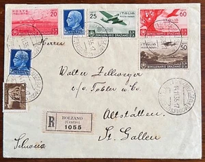 REGNO D' ITALIA-BUSTA RACCOMANDATA DA BOLZANO PER LA SVIZZERA 14/11/1936 - Foto 1 di 2