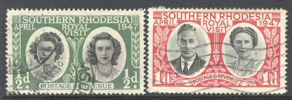 Rodesia del Sur 1947 Conjunto de sellos para celebrar la visita real en fino usado Foto 1 de 1