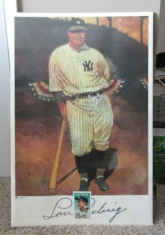 NIP NOS Vintage 1989 Lou Gehrig NY Yankees Baseball US Postal Stamp Poster 36X24 Cover