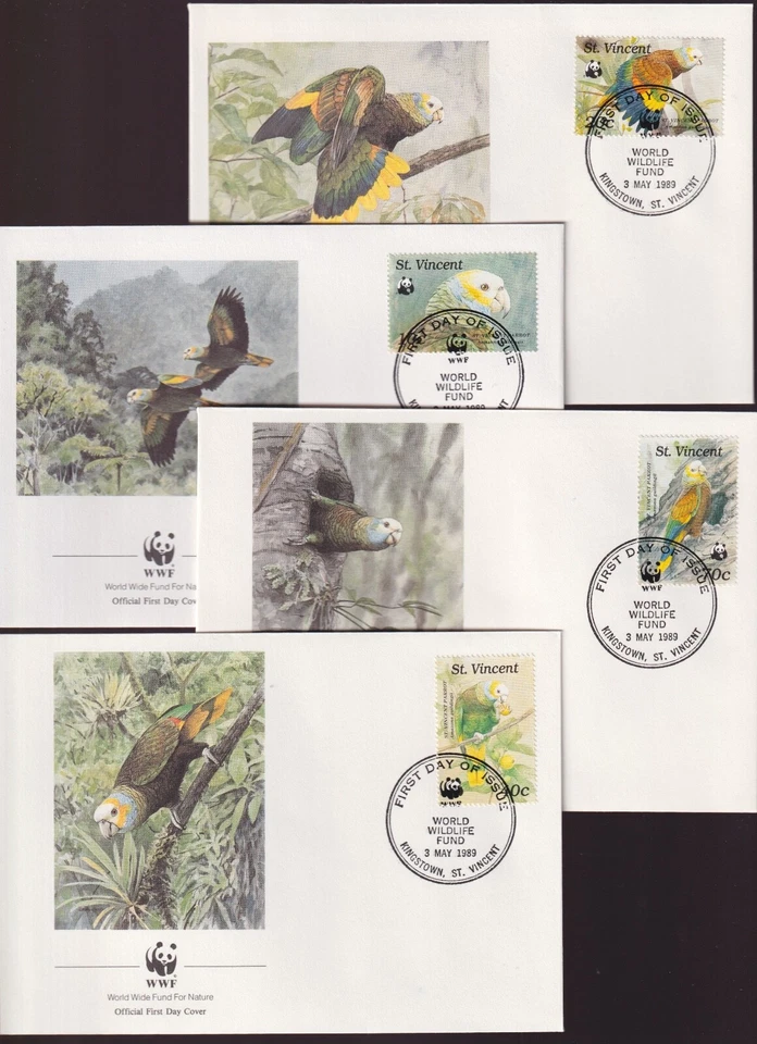St. Vincent 1989 Fauna, Birds, Parrots, WWF - FDC - Image 1 of 1