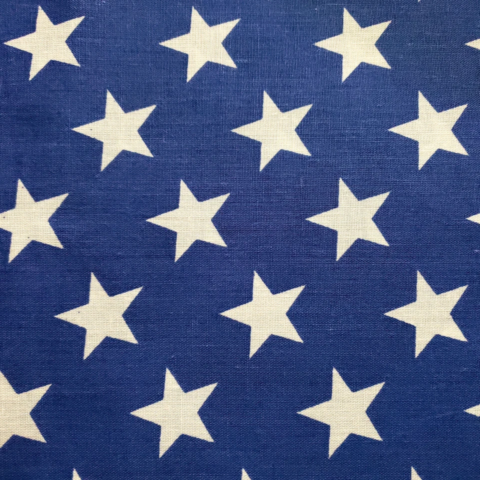 TELA DE POLIALGODÓN CON LENTEJUELAS ESTRELLA AZUL REAL UNA PULGADA ESTRELLA BLANCA 58" POR YARDA Foto 1 de 4