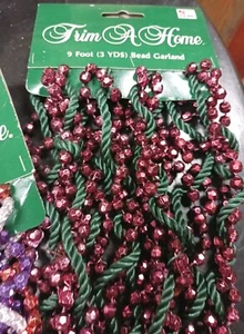 Vintage Lot Christmas Tree Bead Garland, 5 Strands 9-12 Ft NEW - Picture 1 of 8