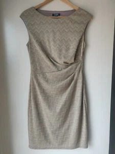 Chaps by Ralph Lauren Women's Size 8 Gold Sheath Dress Ruched Sleeveless Career - Picture 1 of 7