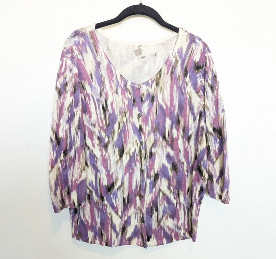 Suéter J Jill Mujer Extra Grande Púrpura Mezcla de Lino Suéter Maduro Cárdigan  Foto 1 de 4