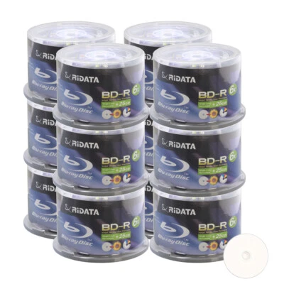 600 Ridata 6X BD-R 25GB Blu-ray White Inkjet Hub Printable Recordable Blank Disc - Image 1 of 3