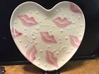 Valentine's Day + Heart Plate LOVE & PINK KISS Lips Italy Ceramic Box 75C