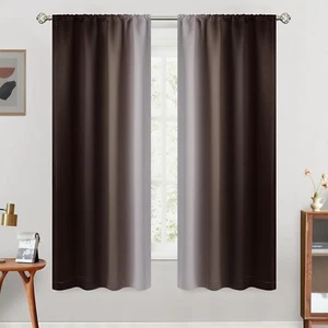 Simplehome Ombre Raumverdunkelungsvorhänge Wohnzimmer 42B x 63L 2 Paneele Braun - Bild 1 von 3