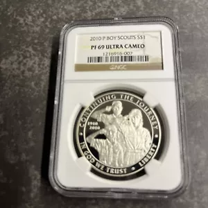 2010 P Boy Scouts of America Commemorative Silver Coin NGC PF69 ULTRA CAMEO - Picture 1 of 6