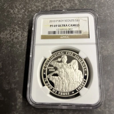 2010 P Boy Scouts of America Commemorative Silver Coin NGC PF69 ULTRA CAMEO - Image 1 of 4
