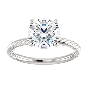 2.00 Carat Moissanite Rope Design Solitaire Ring in 14K Gold Charles & Colvard - Picture 1 of 10