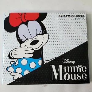 Disney Minnie Mouse 12 Days of Socks Advent Calendar Girls Shoe Size 7-10 NEW - Picture 1 of 8
