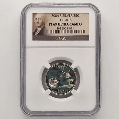 2004-S Silver Proof Florida Statehood Quarter (25C) NGC PF 69 ULTRA CAMEO - Image 1 of 2