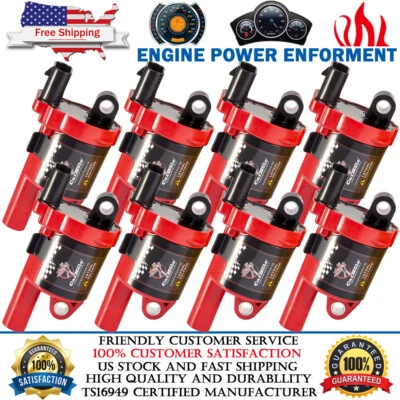 8 Pack Round Ignition Coils For Chevy Silverado GMC Sierra 1500 6.2L 5.3L UF742 - Image 1 of 4